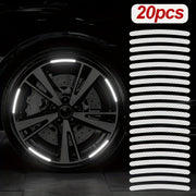 20 dona avtomobil g'ildirak markaziy yoritgichli yorqin oq rangli g'ildirak bezak chiziqlari