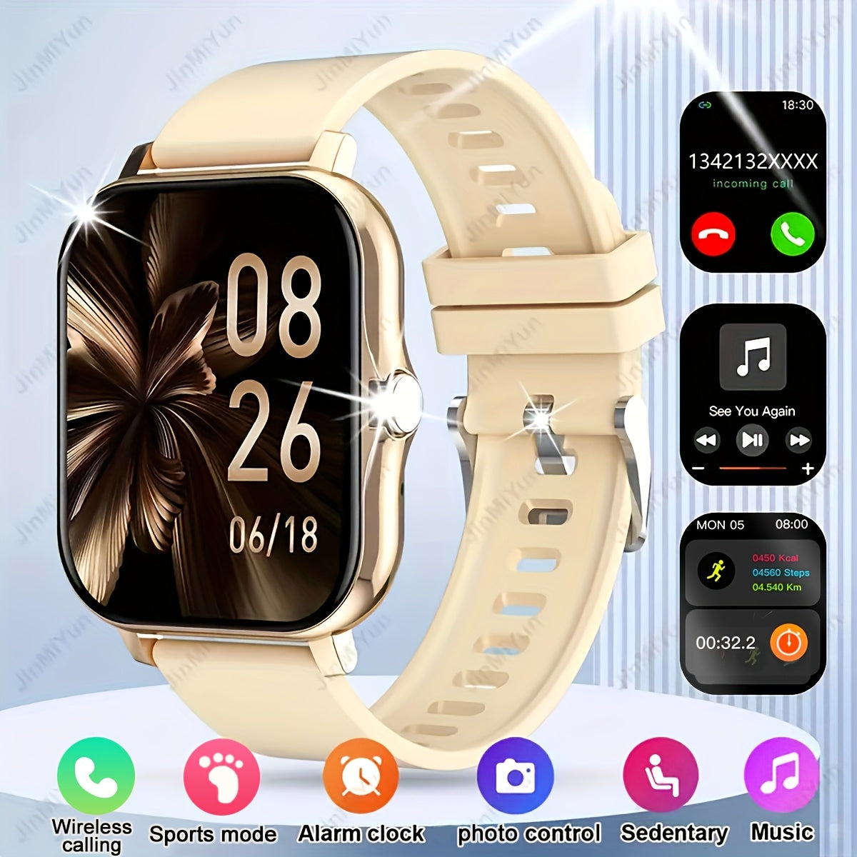 Smartwatch 1.83 Inch HD Screen Large Battery Wireless Call Fitness Tracker for Outdoor Activities Black