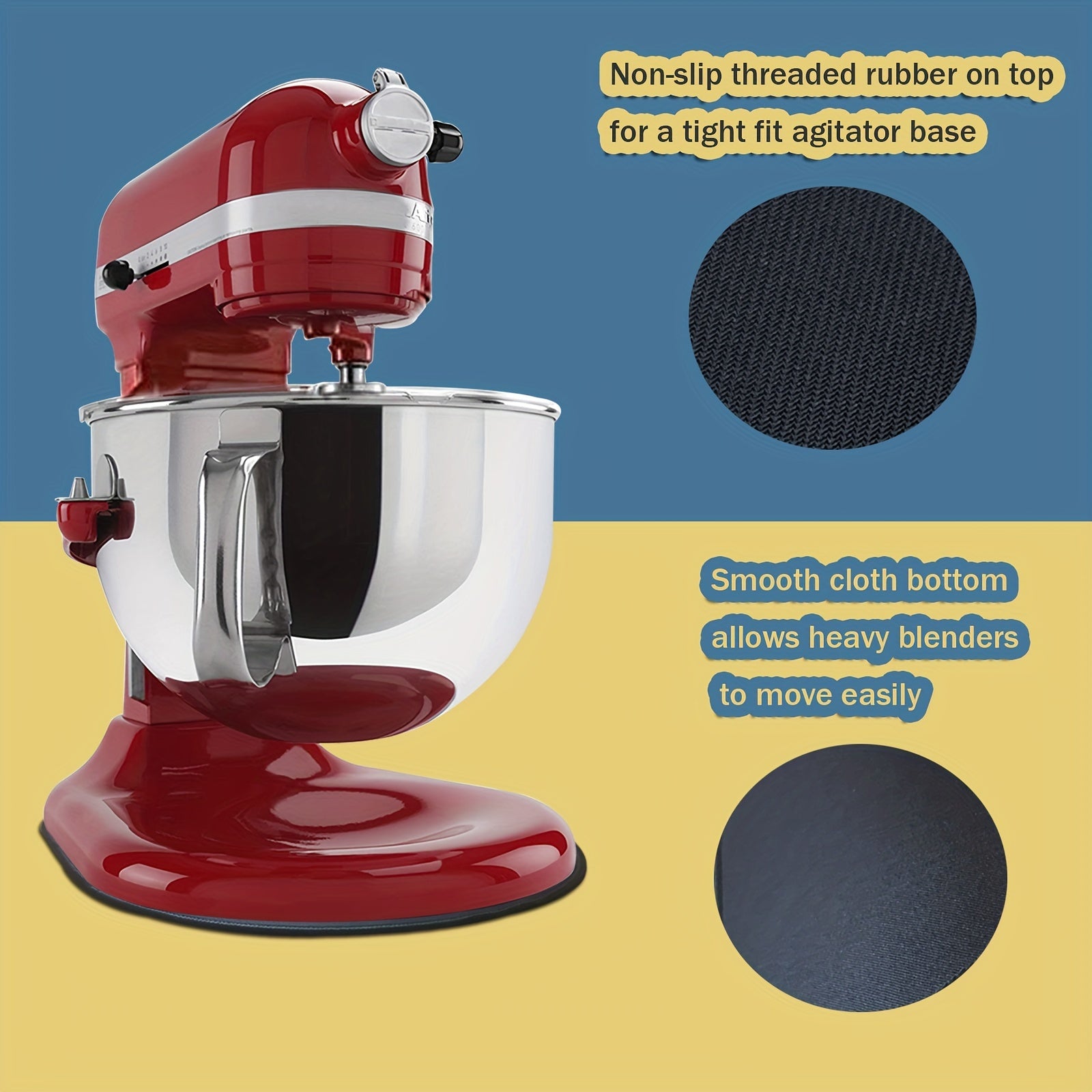 Sliding Mat for Stand Mixer, Non-Slip Gel Pads for 5-8 Qt Bowls