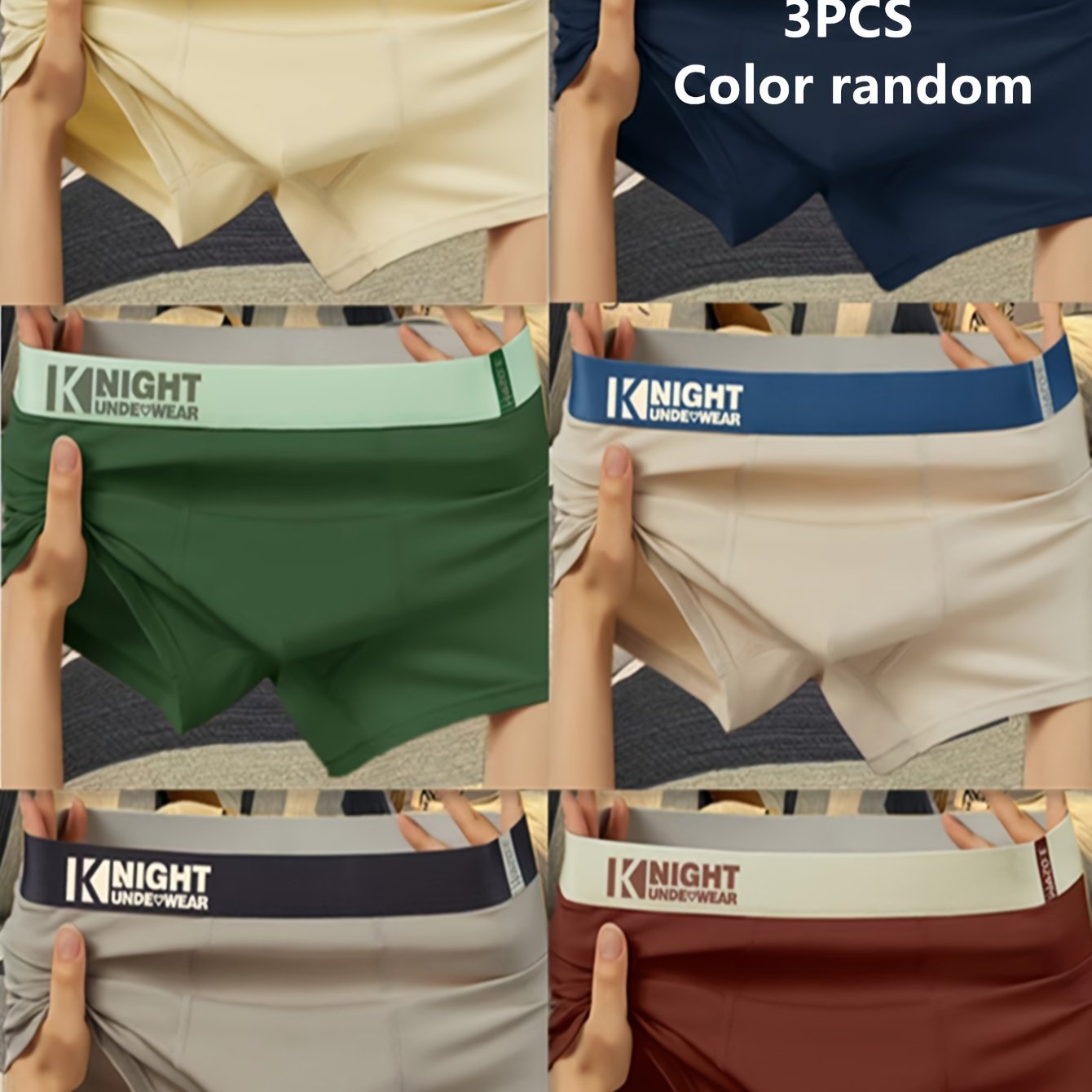 Men's Cotton Boxer Briefs 3-Pack Breathable Low-Rise Solid Color Underwear