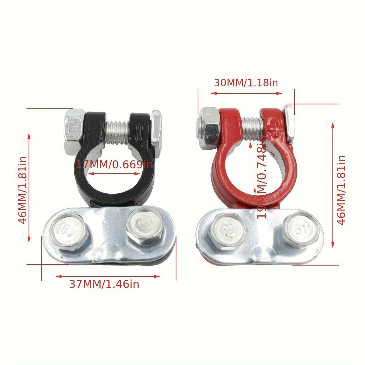 2 Pairs Heavy Duty Battery Terminal Clamps for Car Boat Truck in Alloy