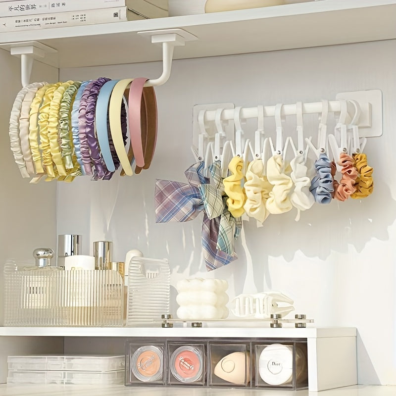 Ganchos de pared de plástico para abrigos, accesorios para el cabello y diademas, fáciles de instalar, ahorra espacio