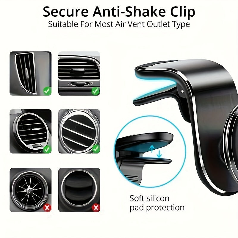 Adjustable 360° Rotatable L-Shaped Magnetic Car Phone Holder for Ventilation