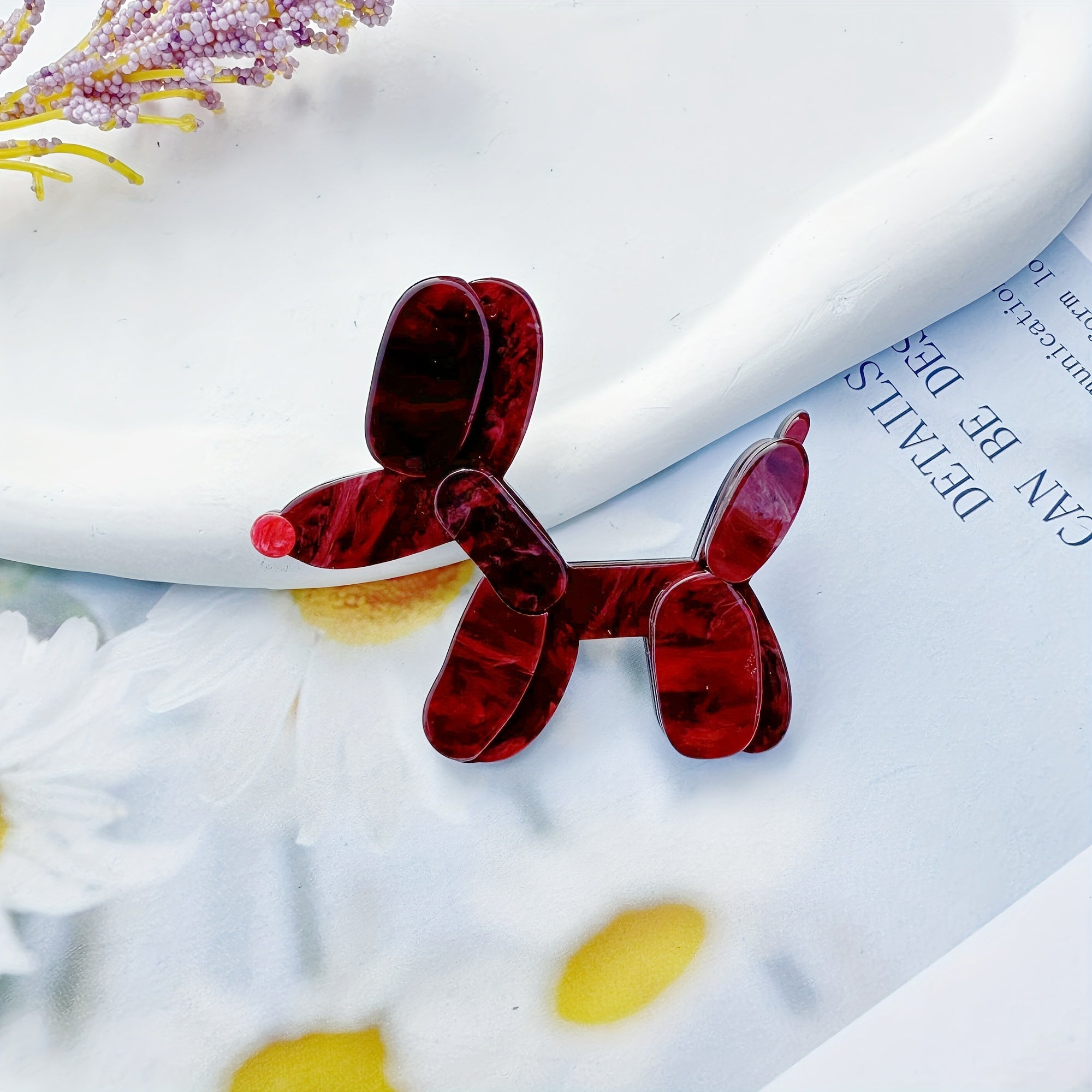 Handmade Acrylic Animal Brooch Pin Cartoon Dog Shape for Apparel Bags Accessories