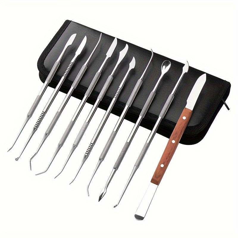 10-Piece Stainless Steel Dental Sculpting Knife Set for Ceramics Wax Jewelry and Oral Care