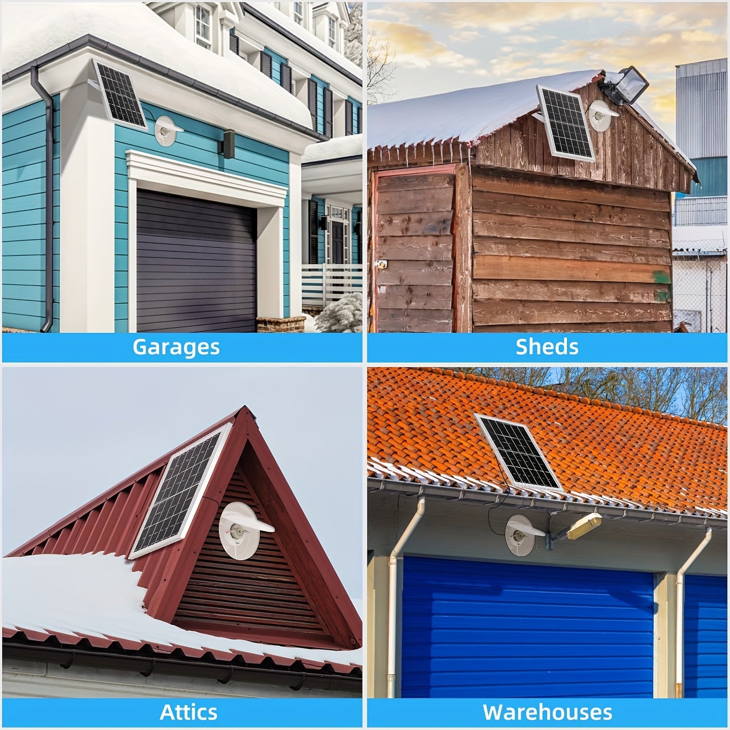 Solar White Exhaust Fan with 6W/8W Solar Panel and 10.16/15.24/20.32 cm Fans