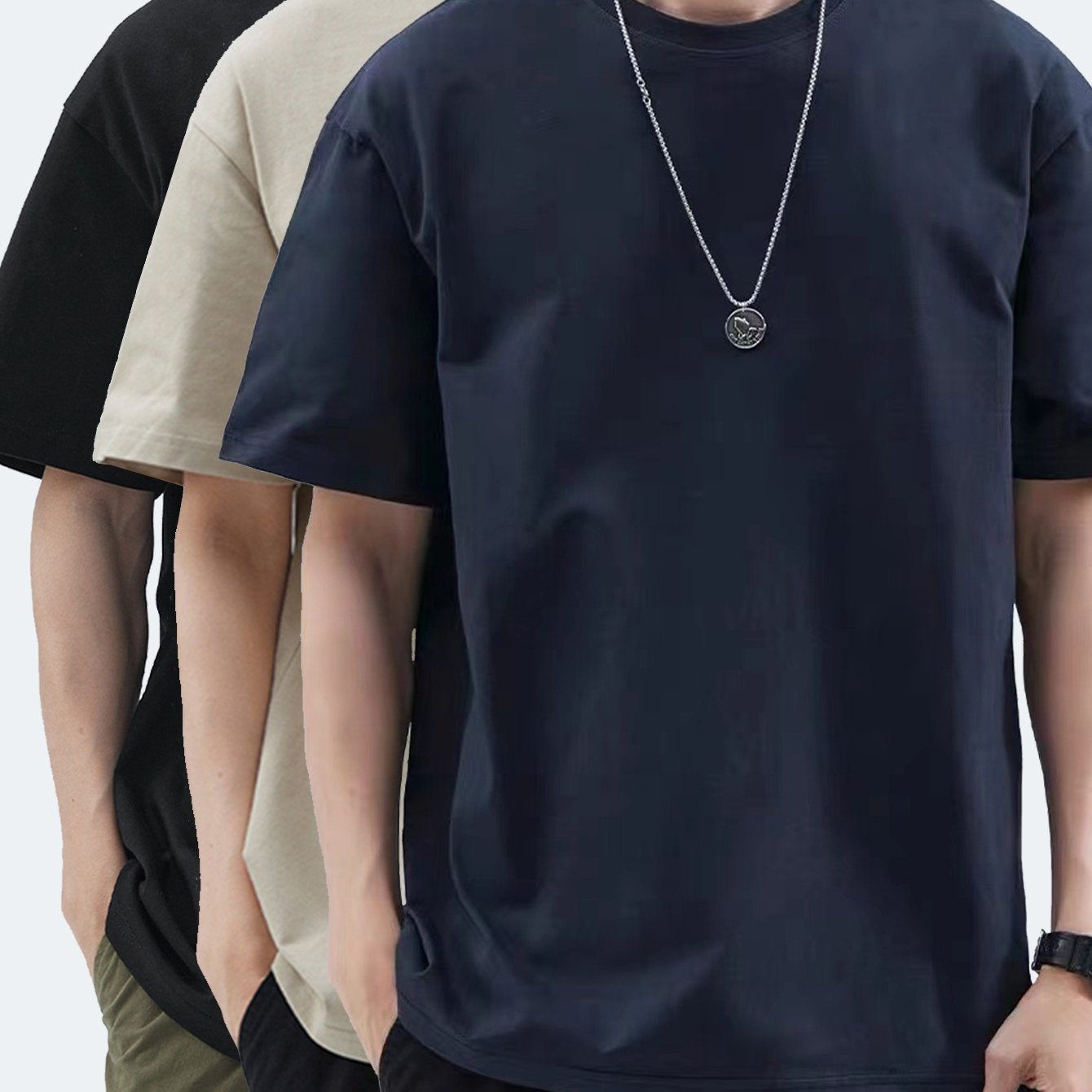 Men's Cotton Short Sleeve T-Shirts Pack Casual Summer Outdoor Wear