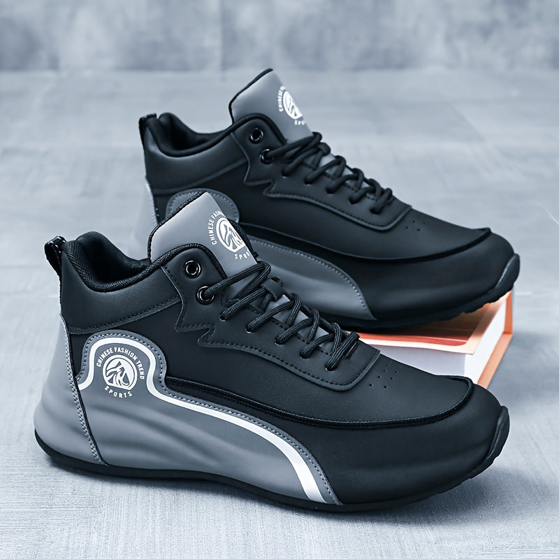 Men's Low Top Sneakers Lace-Up Breathable Shock Absorbing Durable Sole Casual Athletic