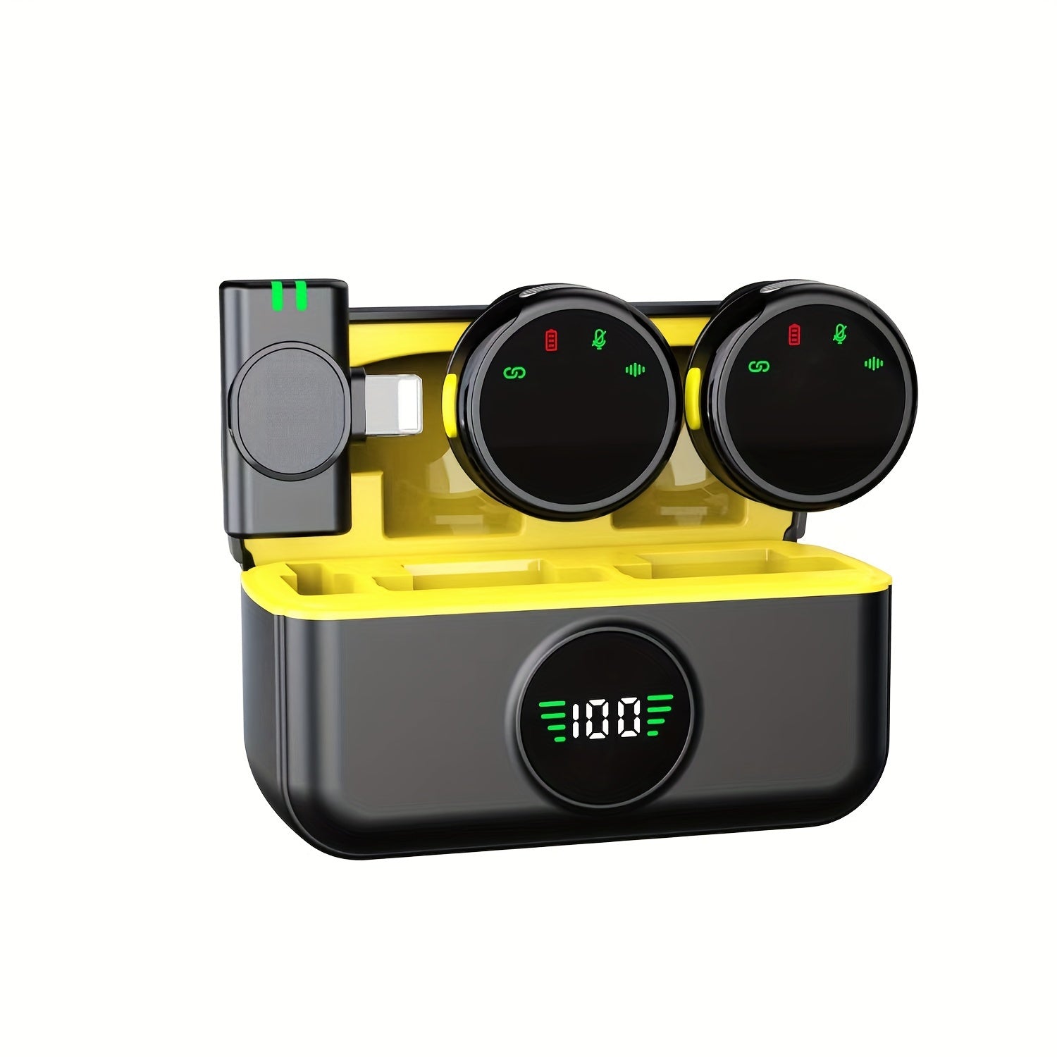 2 беспроводных петличных микрофона с зарядным кейсом для смартфонов, идеально подходящих для видеозаписи, ведения блогов и интервью.