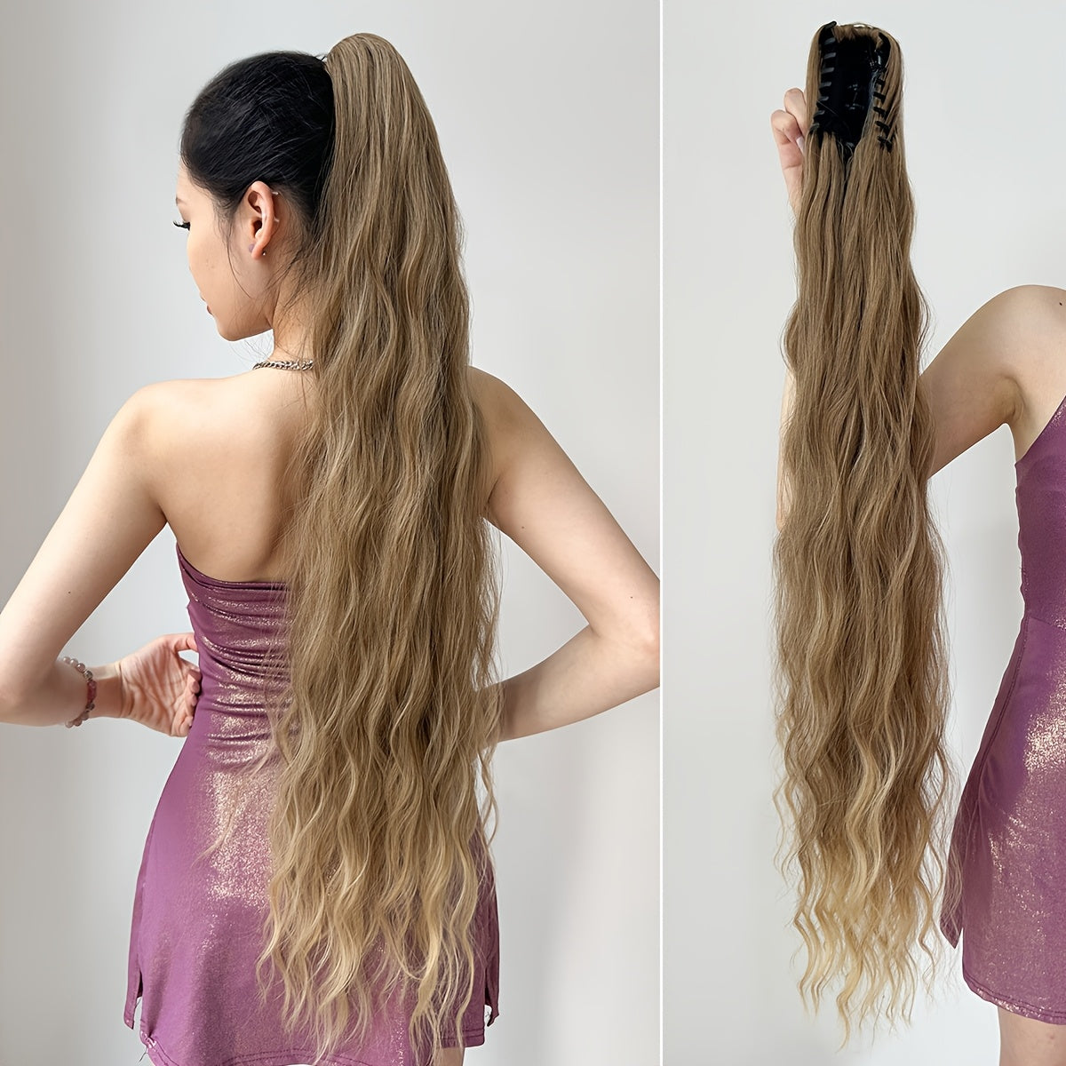 Ombre Water Wave Synthetic Ponytail Hair Extension for Women 81.28cm Heat Resistant