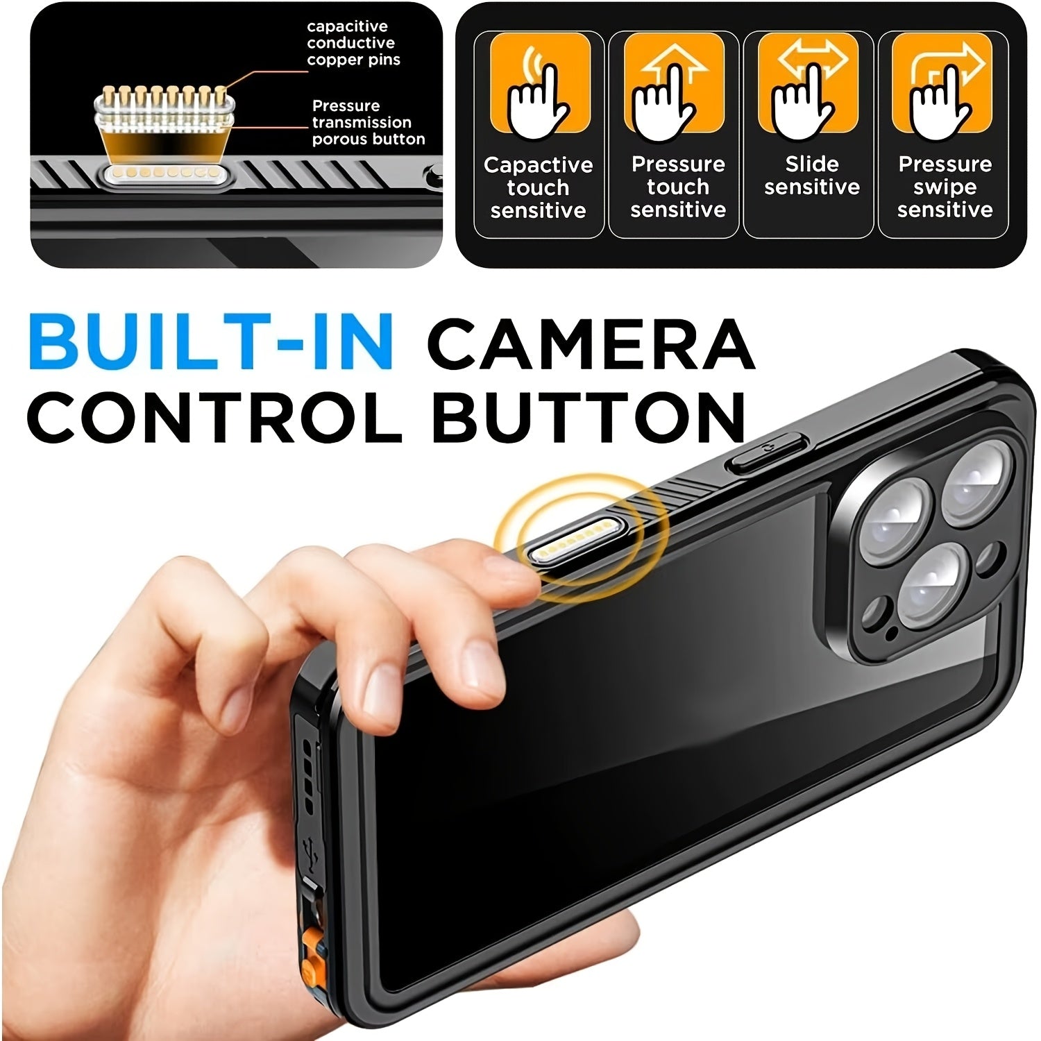 Waterproof iPhone 16 Case Shockproof TPU Back Screen Protector Lanyard Dust Snow Resistant