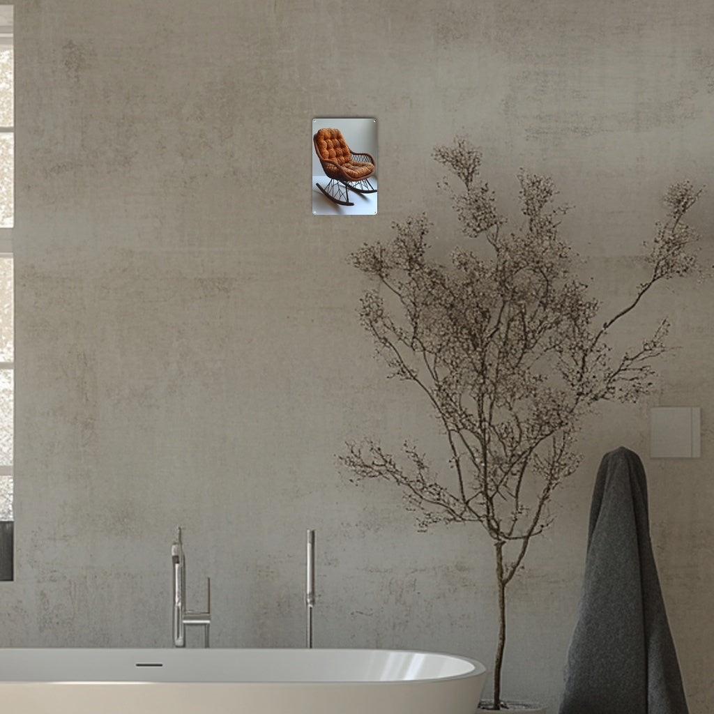 Metal and Rattan Rocking Chair Sign for Office Decor