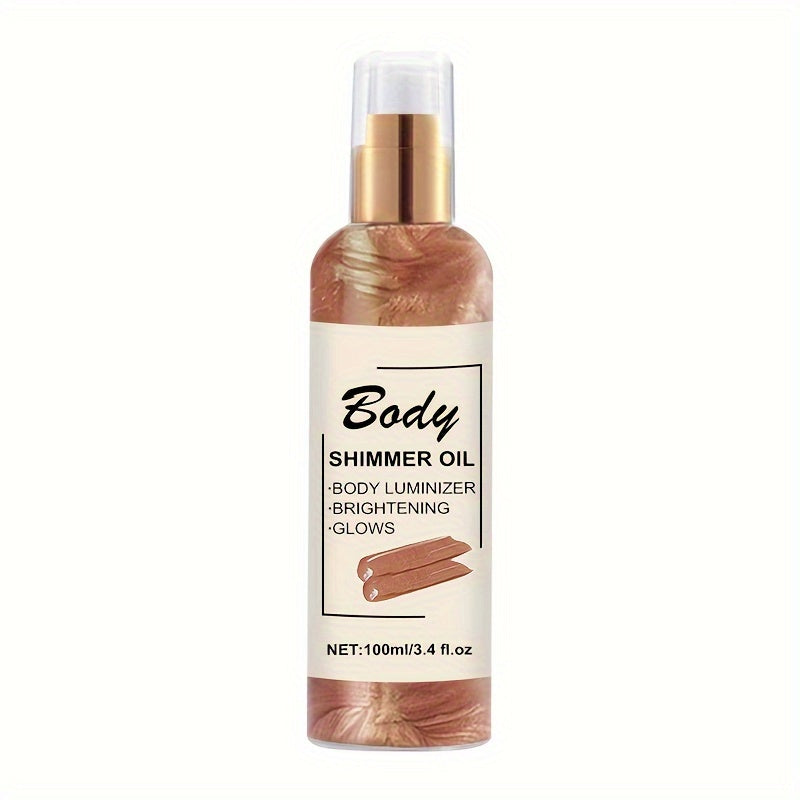 100ml Body Shimmer Oil with Golden Bronze Glow Moisturizing Illuminating for All Skin Types