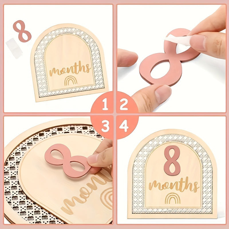 Wooden Baby Milestone Sign Growth Tracker First Year Photography Prop Gift