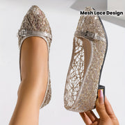 Women's Pointed Toe Flats Casual Mesh Leather Low Heel All Seasons