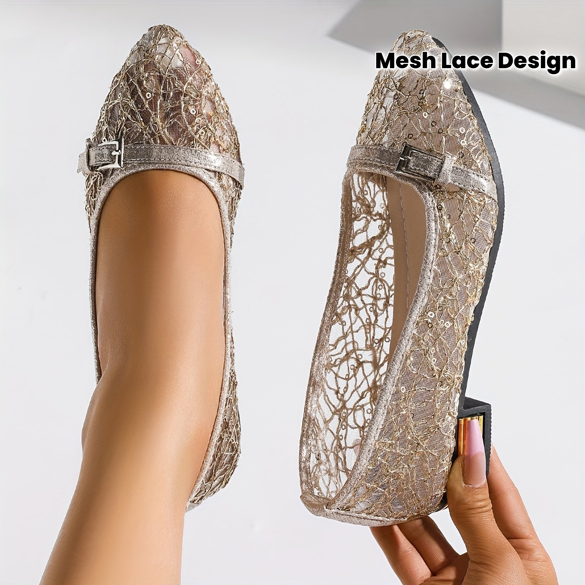 Women's Pointed Toe Flats Casual Mesh Leather Low Heel All Seasons