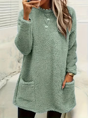 Women's Cozy Teddy Fleece Pullover with Pockets for Fall Winter