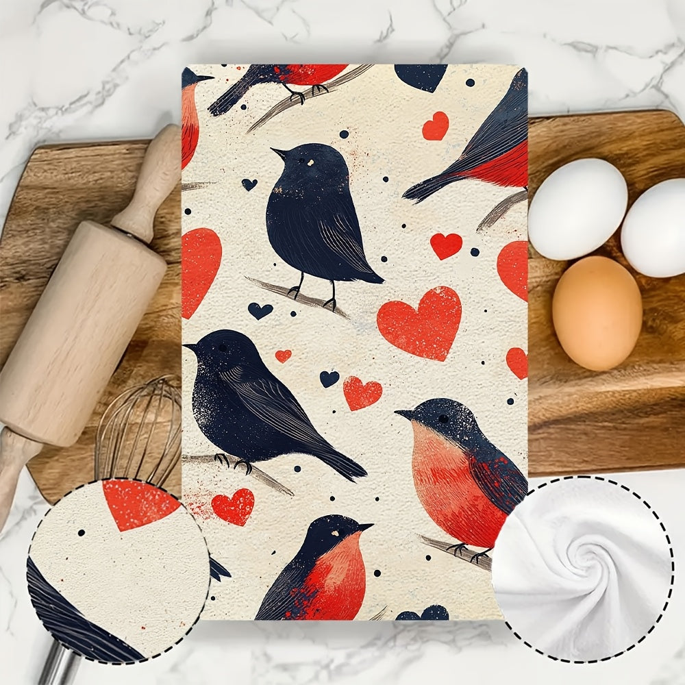 Toallas de cocina para aves del Día de San Valentín ultra suaves y absorbentes 16x24 pulgadas