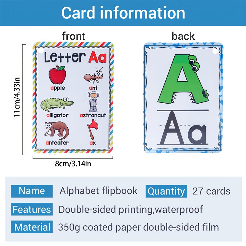 Educational Flash Cards Set 26 Letters Phonics Waterproof for Kids