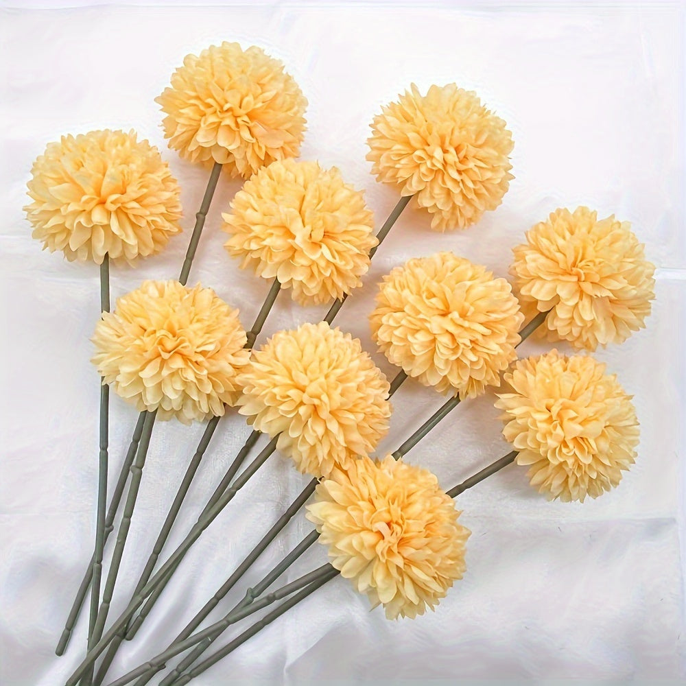 20 Pieces White Artificial Chrysanthemum Bouquet Polyester Flowers for Home Decor Weddings Parties