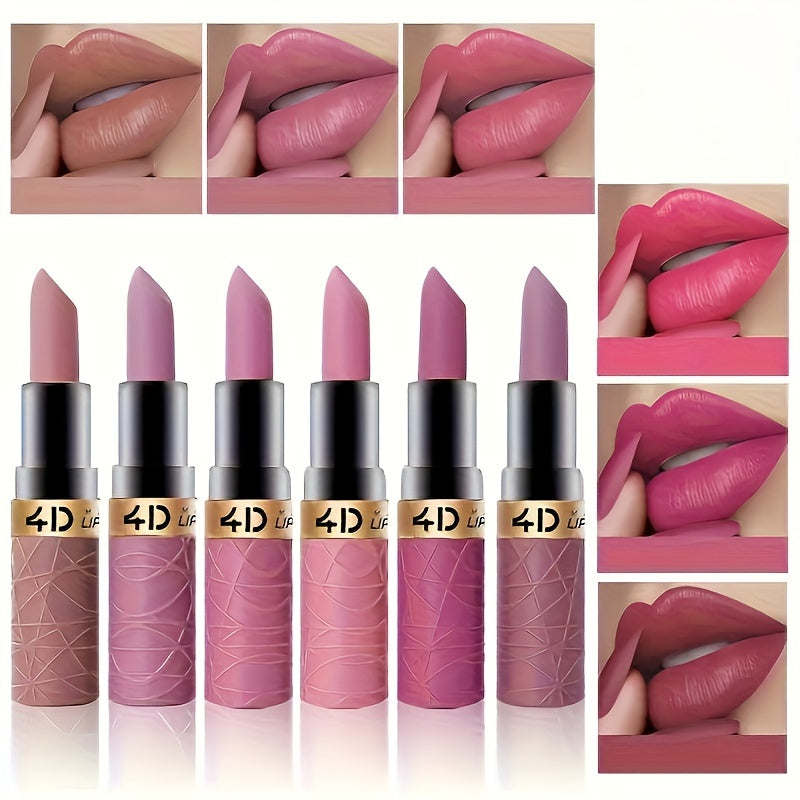 Set de lápiz labial impermeable para mujer, 6 piezas, 12 colores, de larga duración, no se corre, de cachemira