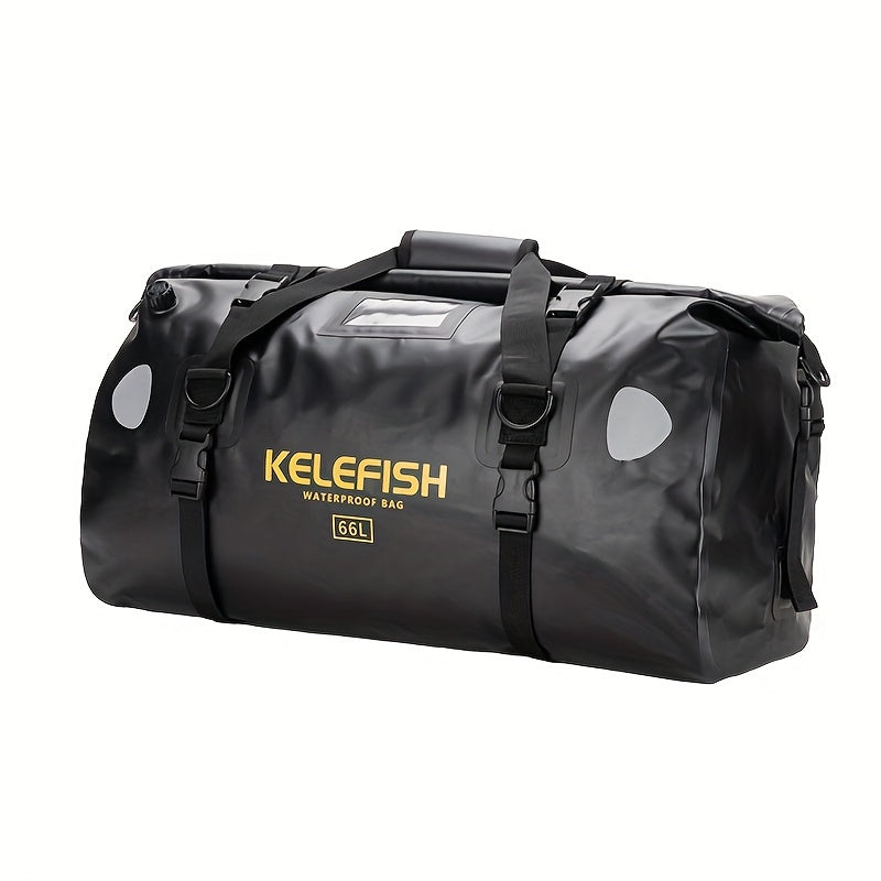 Waterproof Motorcycle Dry Bag 66L Durable PVC Reflective Black Carbon Fiber
