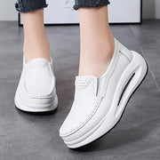 Women's Slip-On Loafers White Chunky Wedges Casual Platform Shoes