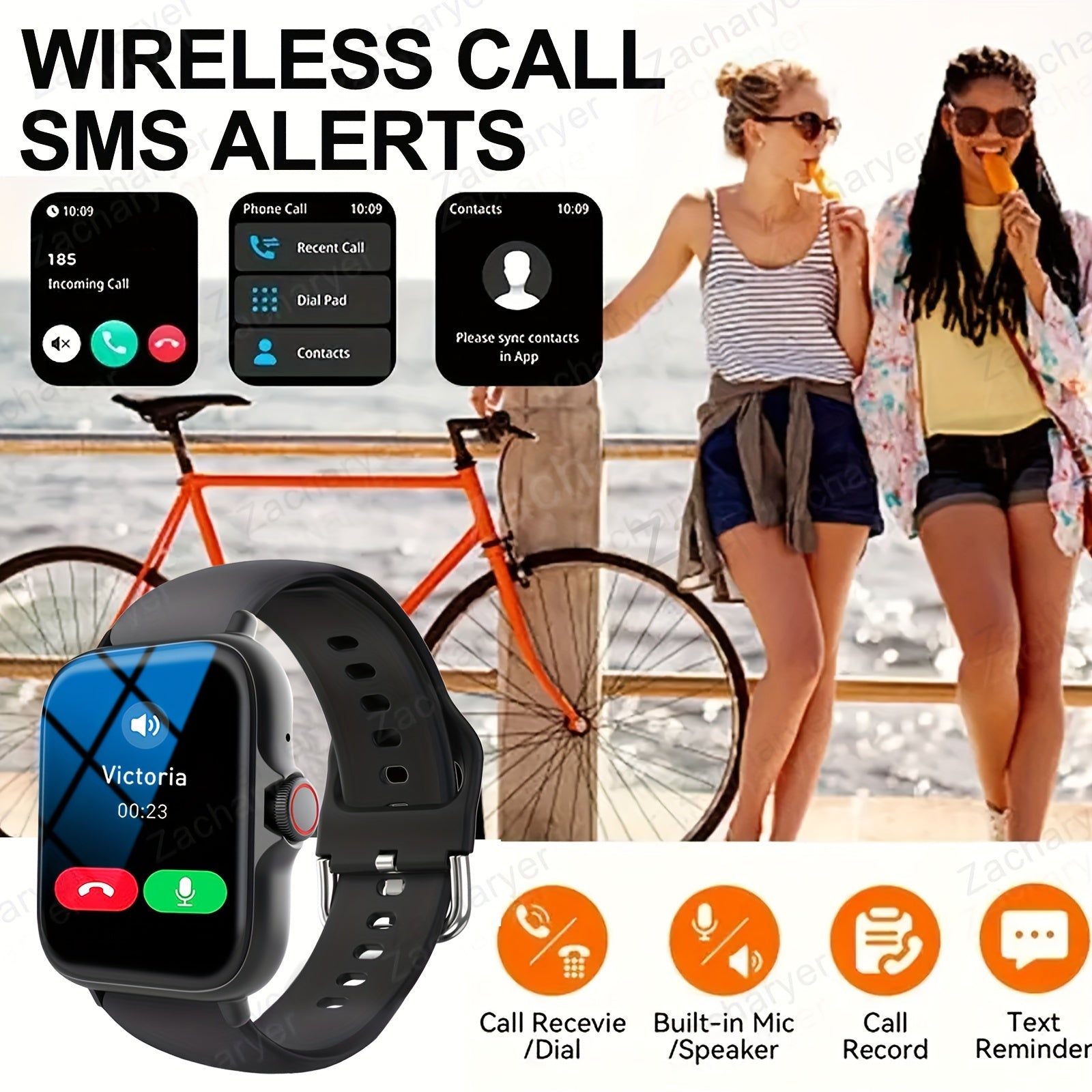 Erkaklar va ayollar uchun aqlli soat, sensorli ekran, fitnes izlovchi, qo'ng'iroq va xabar eslatmasi