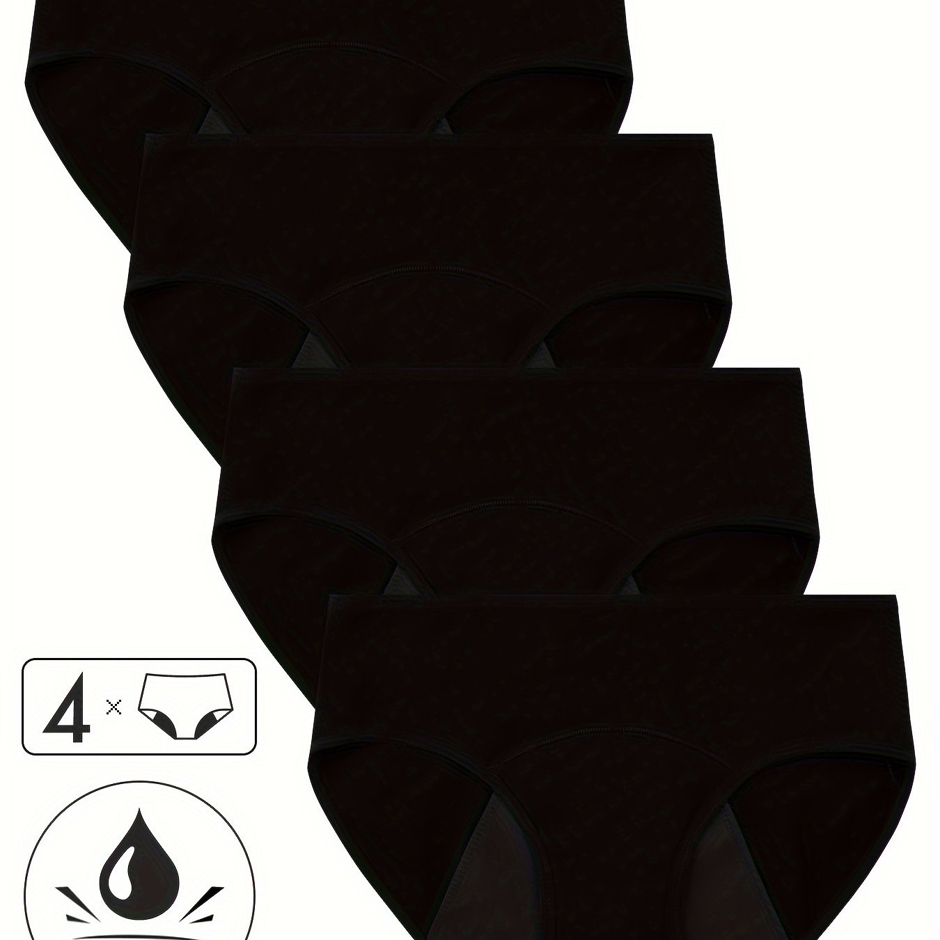 Women Seamless Breathable Period Panties 4 Pack Mid Rise Solid Color