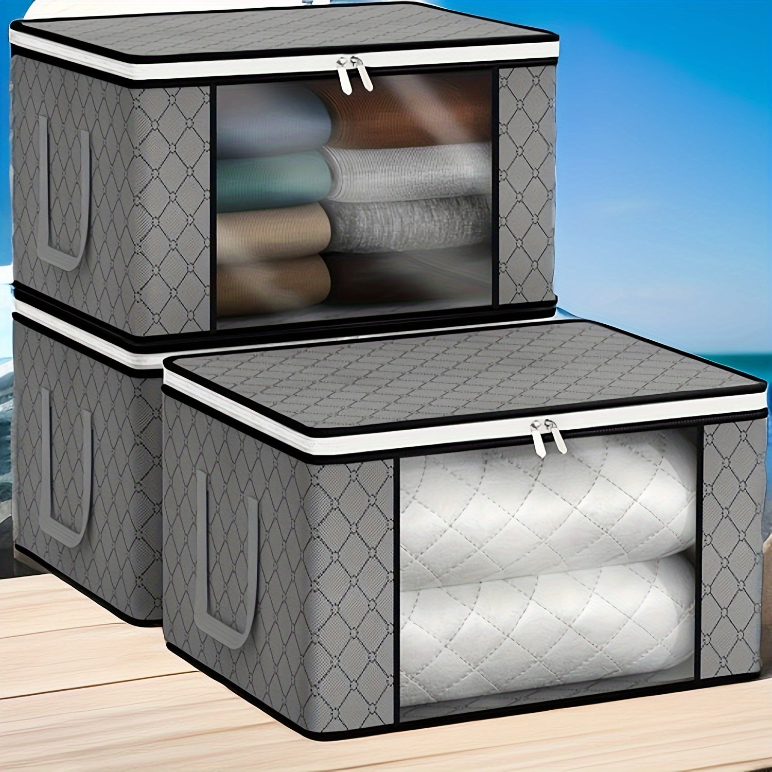 Grandes cajas de almacenamiento de tela plegables para organizar espacios 3/6 Set