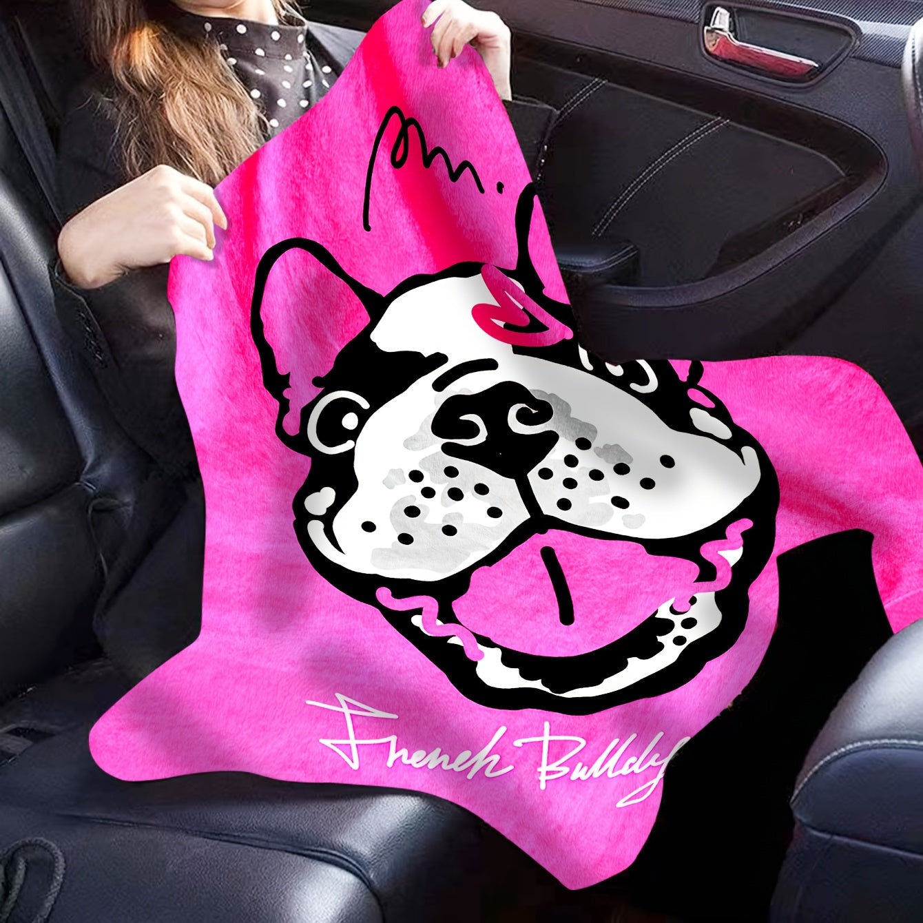 French Bulldog Print Flannel Throw Blanket Durable Polyester All-Season Home Office Car Camping