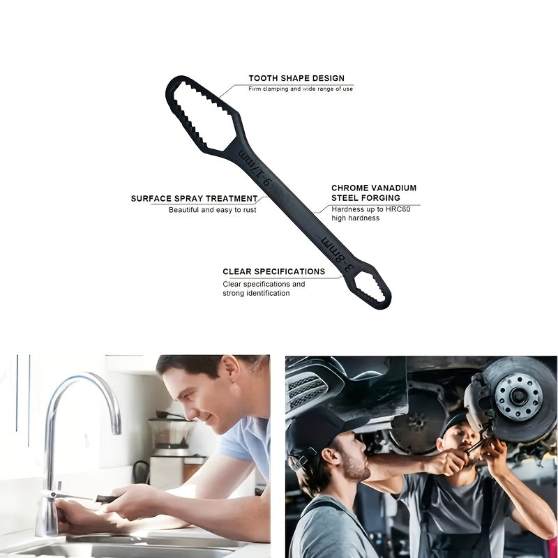 Self-Tightening Wrench Chrome Vanadium Steel 3-17mm for Cars Bikes Repairs