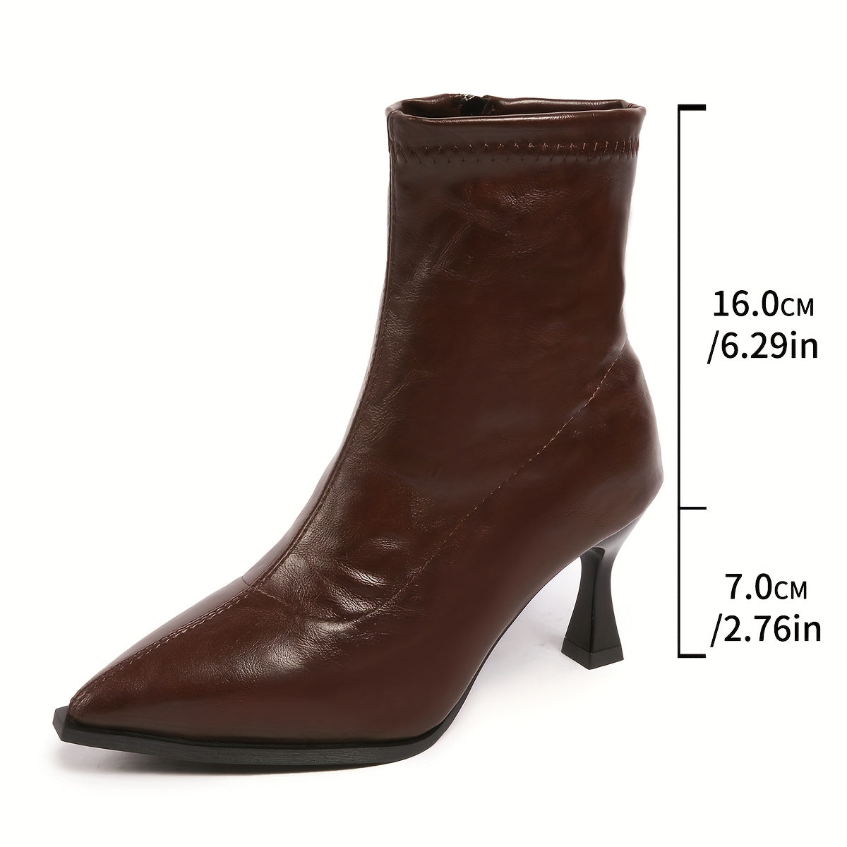 Women Plus Size Mid-Calf Faux Leather Zipper Ankle Boots for Dressy Occasions