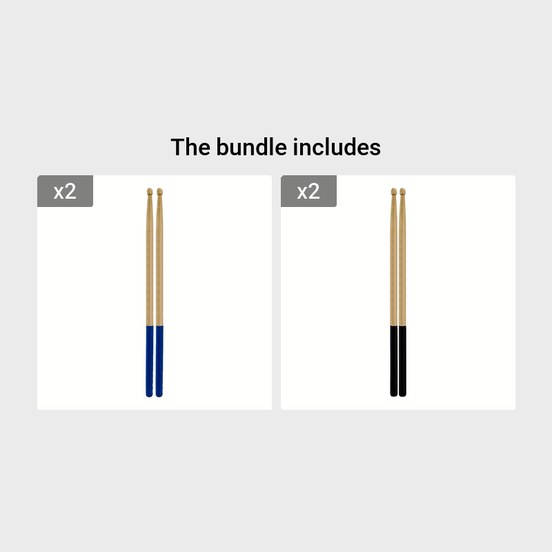 Maple Drumsticks with Non-Slip Rubber Handle for Beginners in 5 Colors
