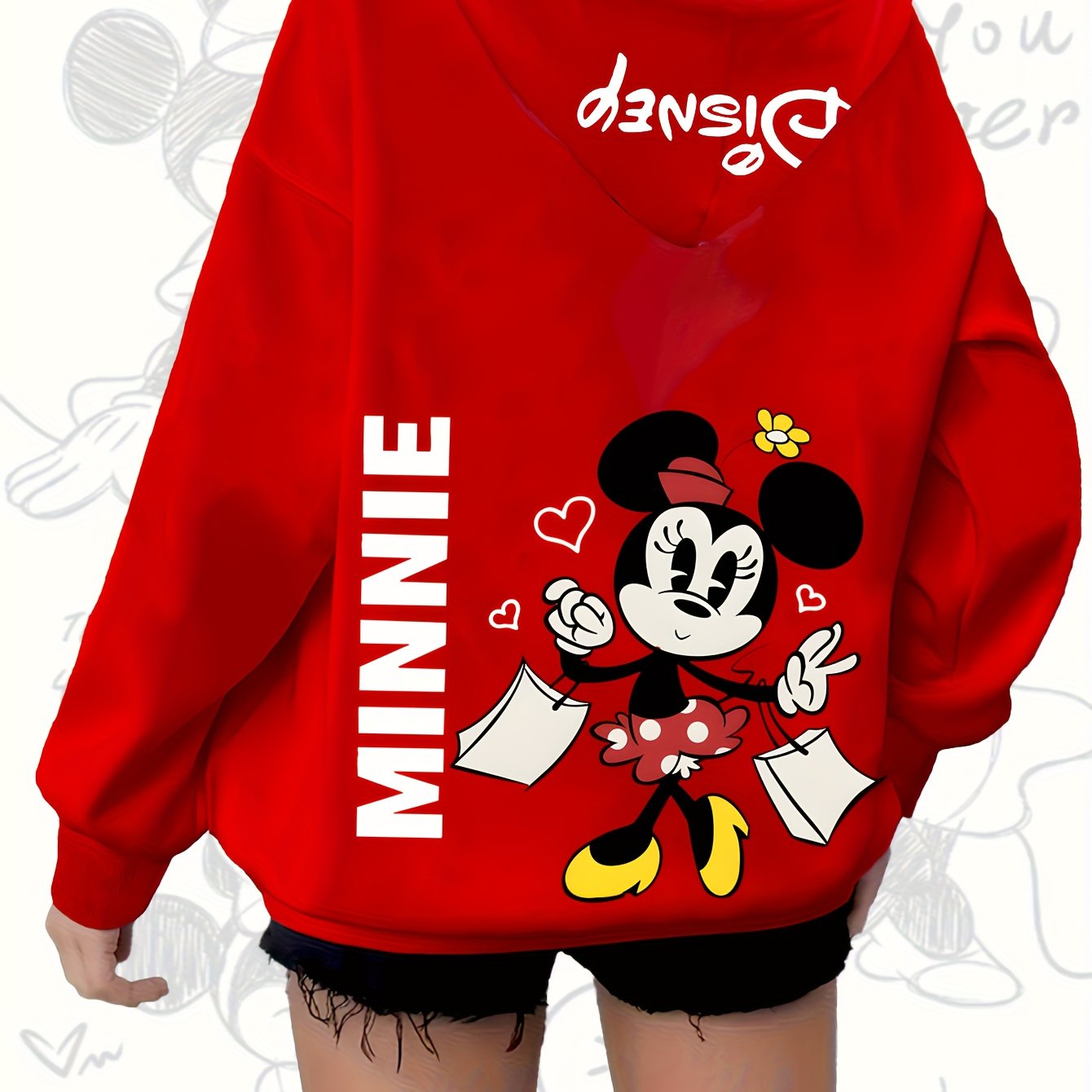 Girls Cotton Hoodie Zip-Up Sweatshirt with Cartoon Print Black White