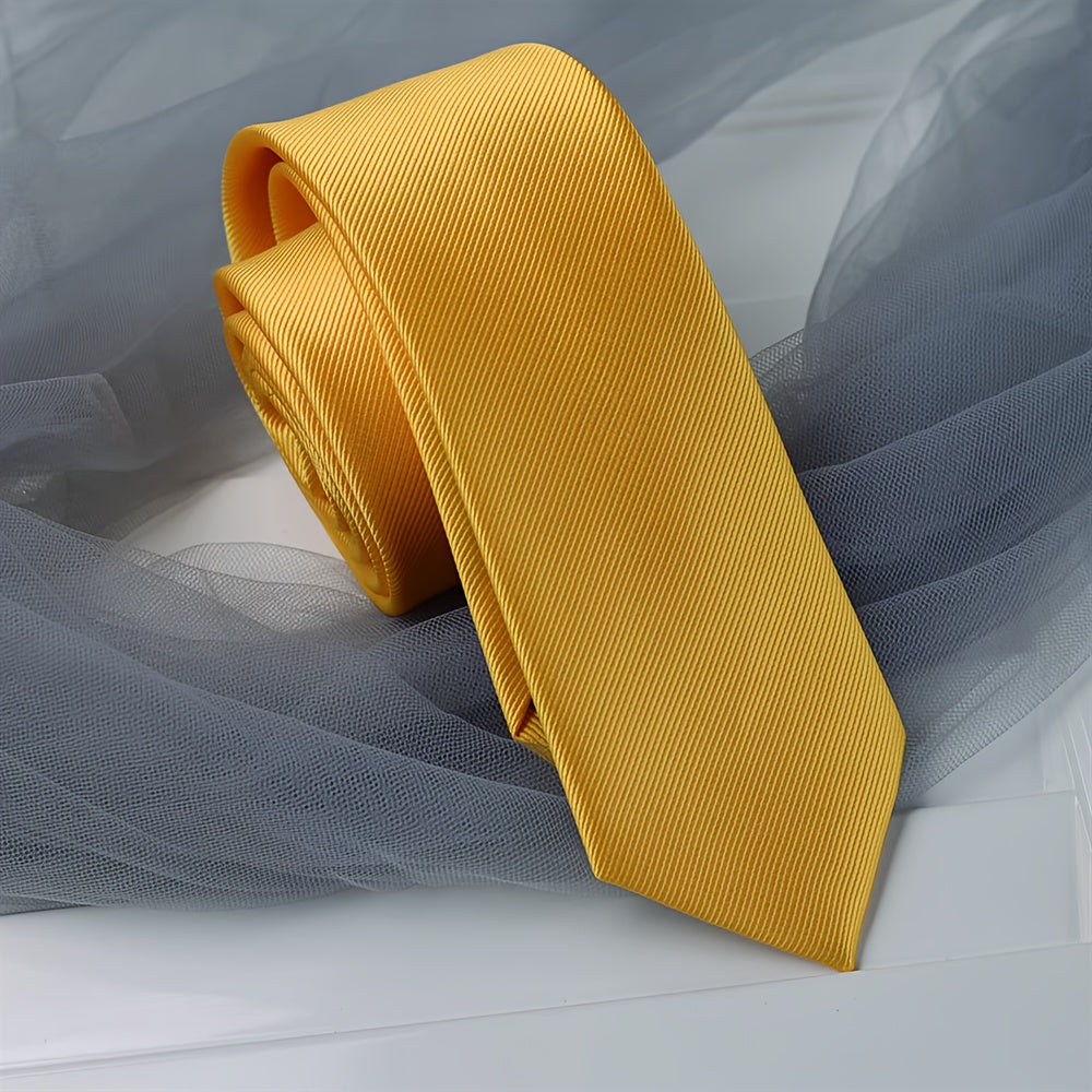 Men's Narrow Silk Tie 6cm Single-Color 1200 Stitches for Formal Occasions