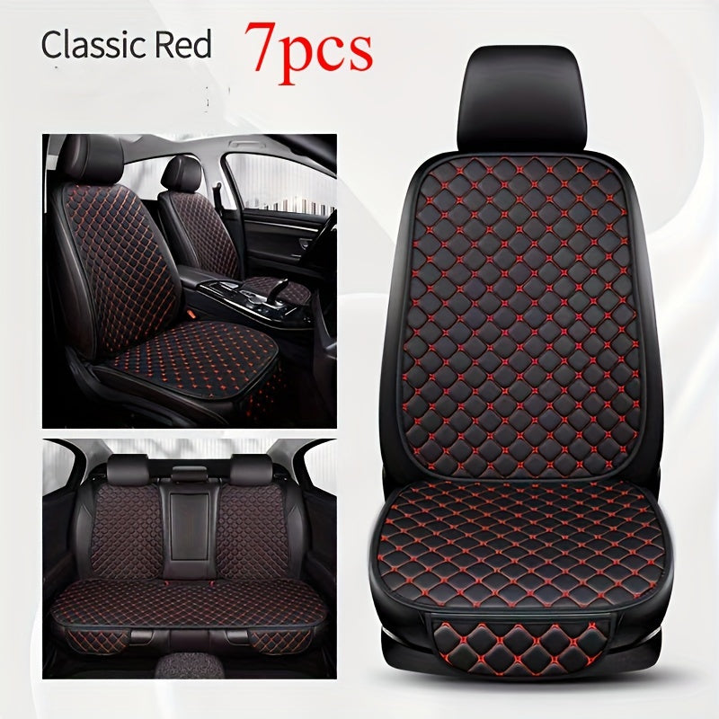 Cojín de asiento de coche de cuero PU universal con bordado de estrella para 5 asientos, todas las estaciones