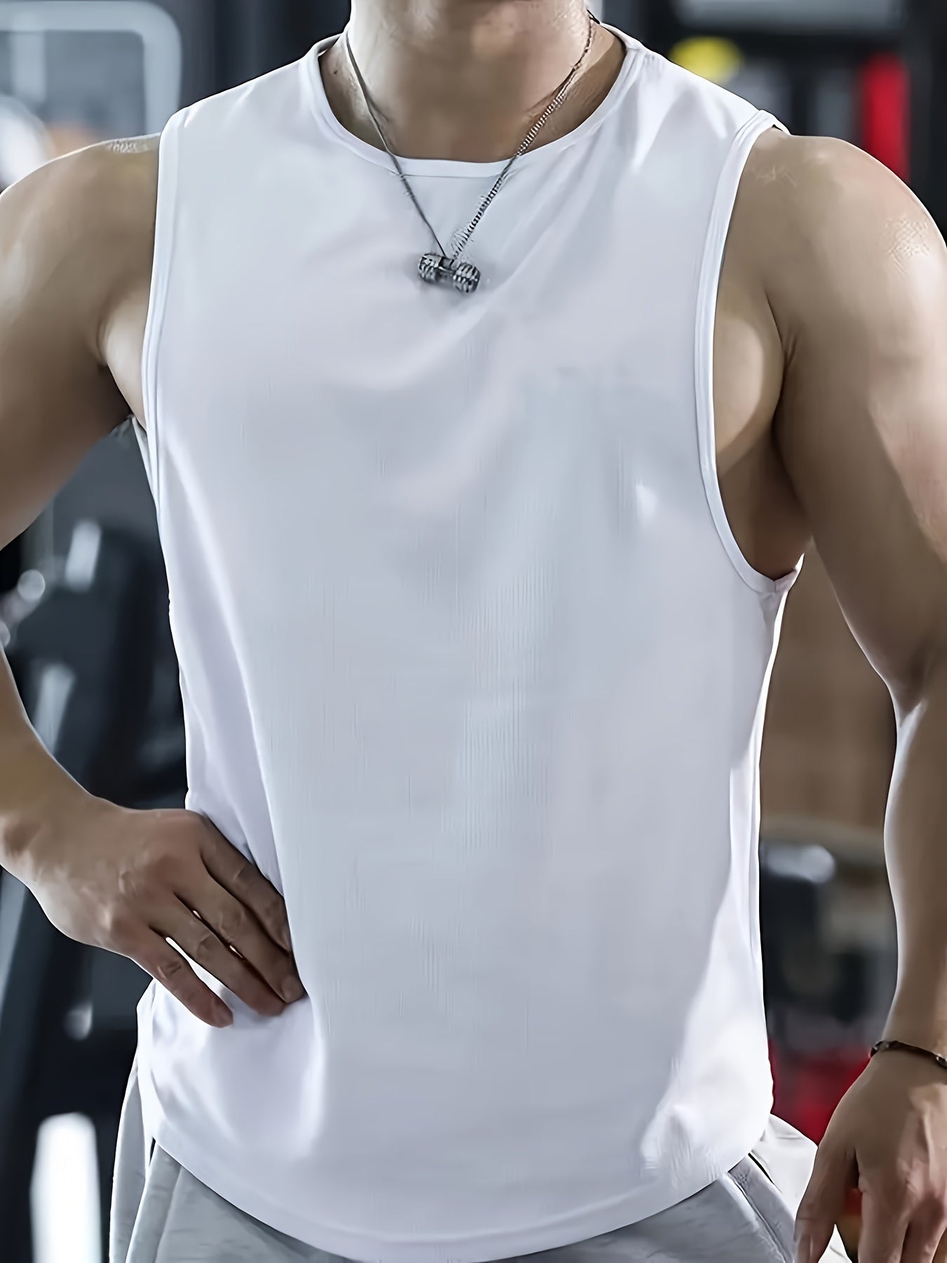 Men's Quick-Dry Sleeveless Gym Shirt Lightweight Moisture-Wicking Polyester Mesh Tank Top for Running and Fitness