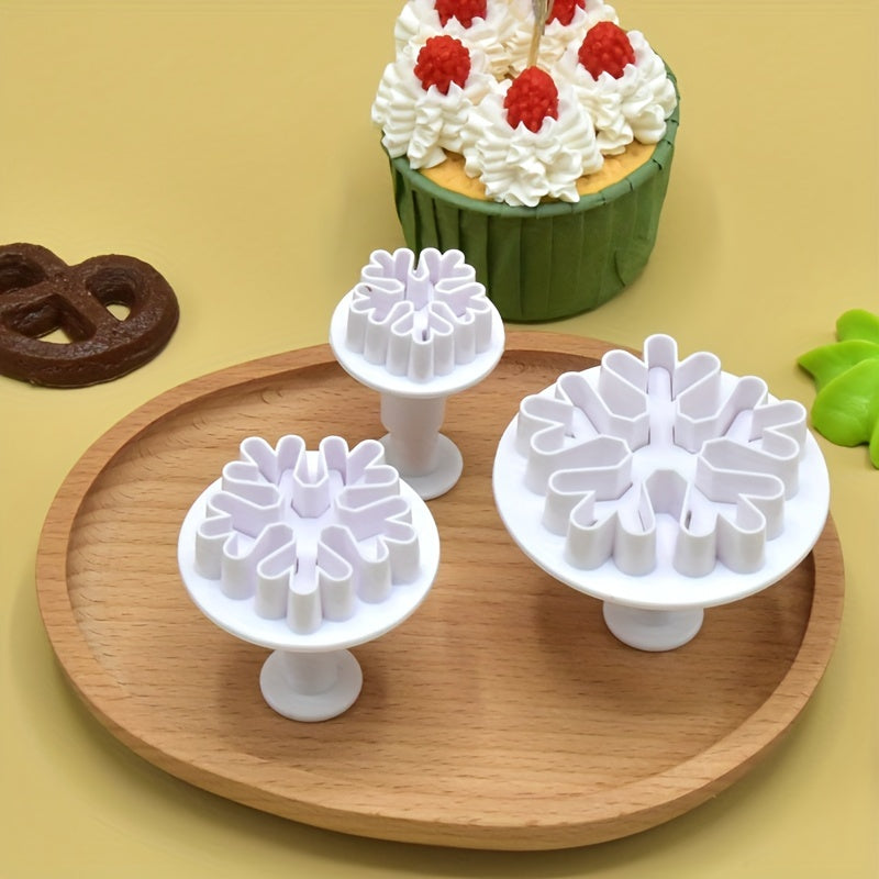 Set of Christmas Snowflake Cookie Cutters Plastic Holiday Baking and Decorating