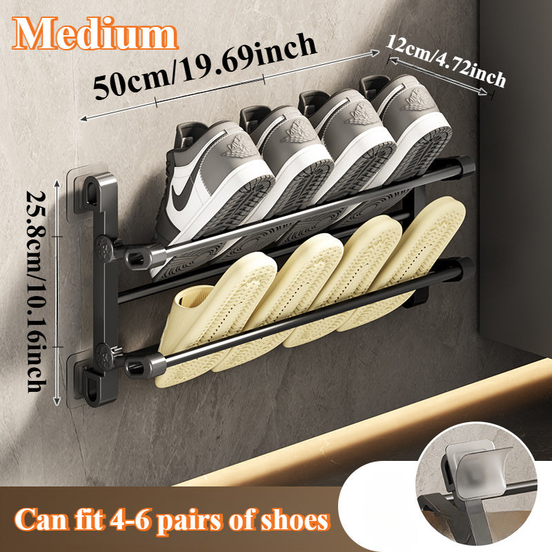 Wall-Mounted Multi-Layer Shoe Rack for Entryway Home Storage No-Drill Installation