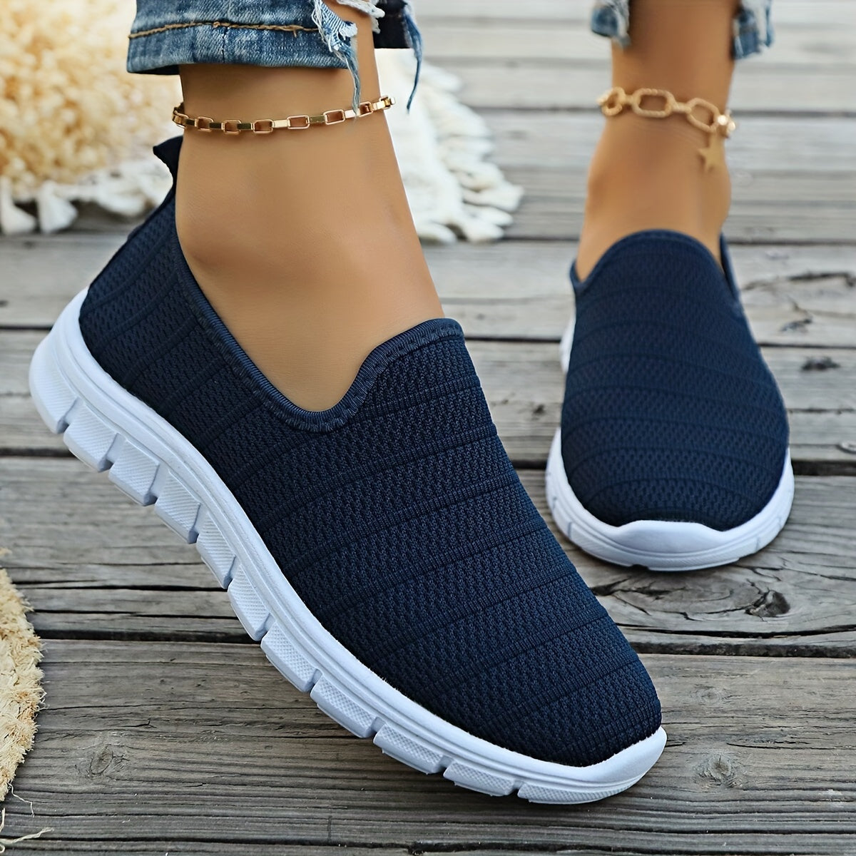Women's Breathable Slip-On Casual Sock Sneakers Lightweight Rubber Sole Plus Size