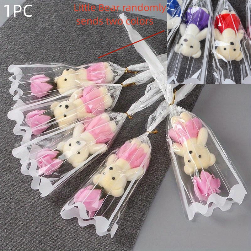 Sun'iy gul kompozitsiyasi, Valentin kuni sovg‘asi, ayiq bilan gulchambar, to‘y yoki uy bezatish uchun