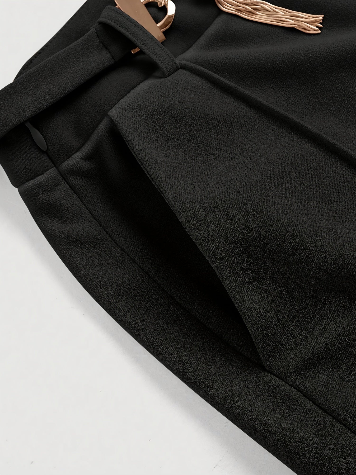 Women's High Waist Chain Pants Solid Color Elegant Straight Leg Office Wear