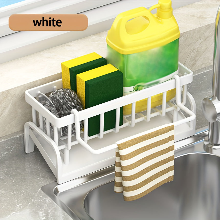Kitchen Sink Organizer Wall Mount Multi-Layer Plastic with Towel Holder