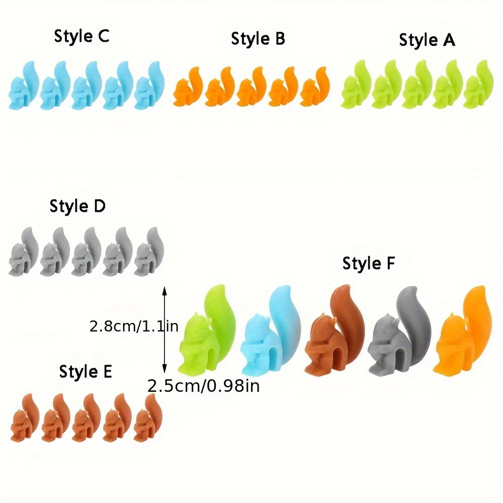 Set of 5 Silicone Squirrel Tea Bag Holders, Tea Accessories, Cup Decor