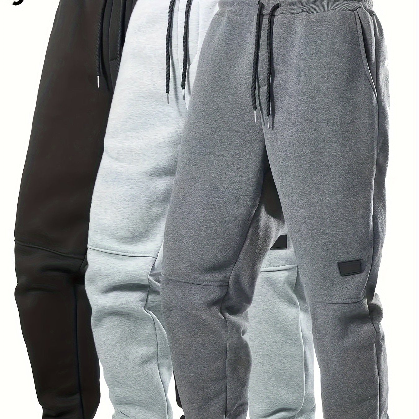 Men's Plus Size Ribbed Casual Sweatpants with Drawstring Pockets Lightweight Polyester