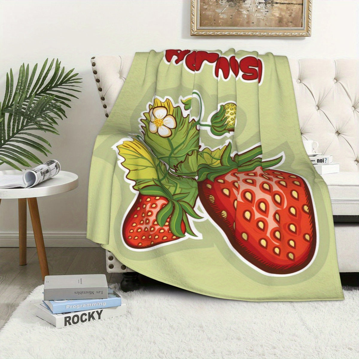 Personalized Strawberry Blanket for Girls and Women Soft Lightweight Throw for Travel and Gifts