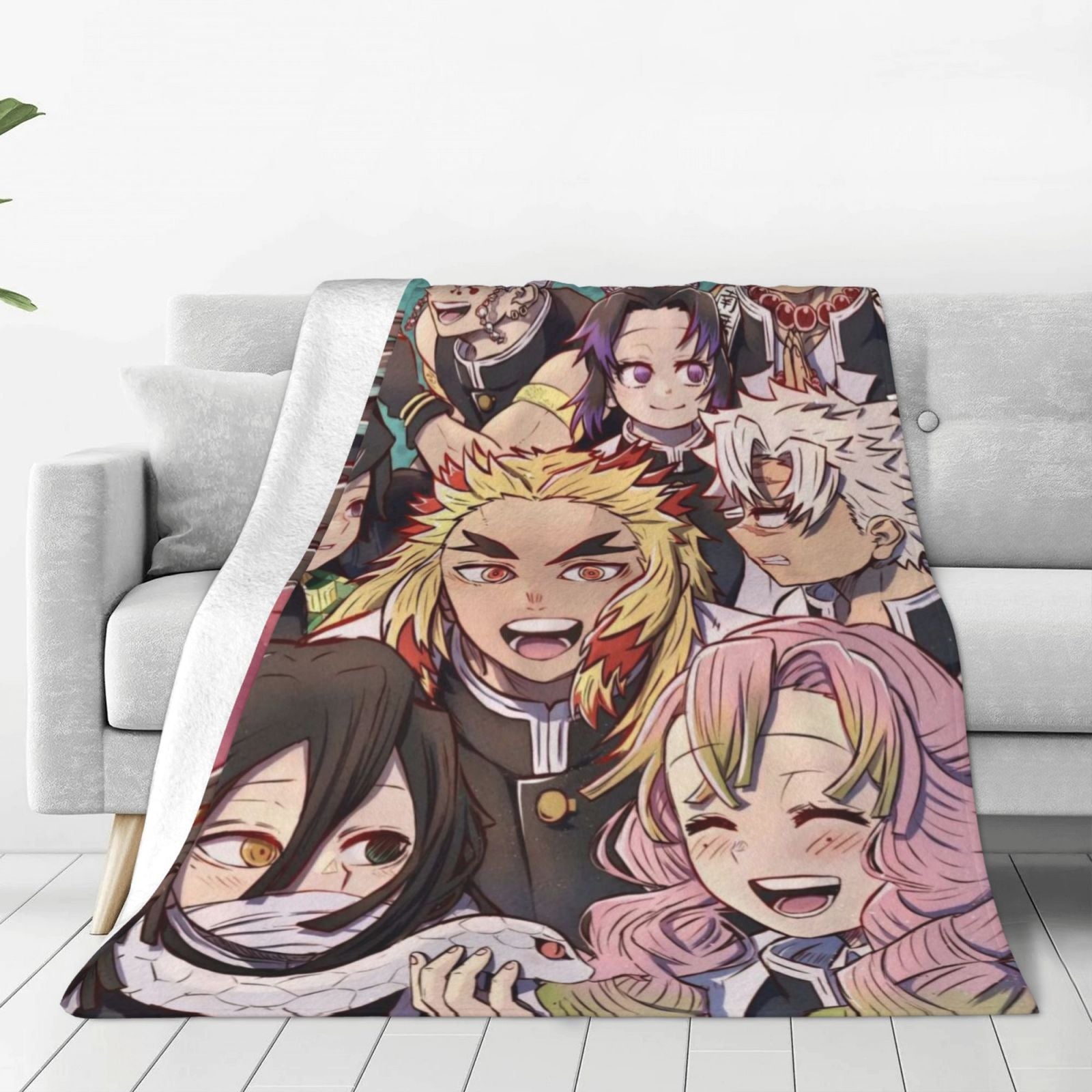 Demon Hunter Flannel Throw Blanket Geometric Pattern All-Season Polyester Knit