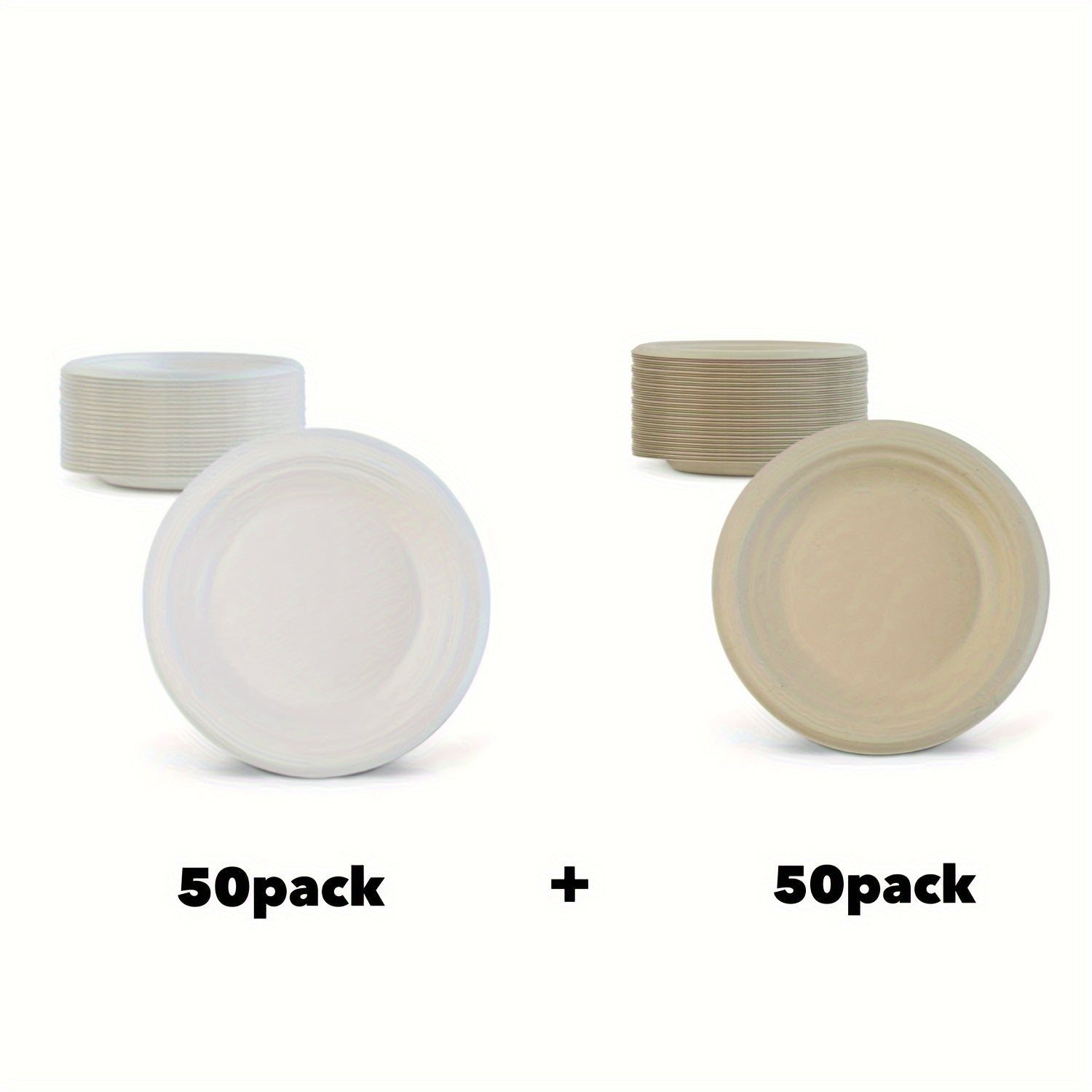 Paquete de 100 platos desechables de uso intensivo, 15.24 cm, vajilla de fibra de caña de azúcar