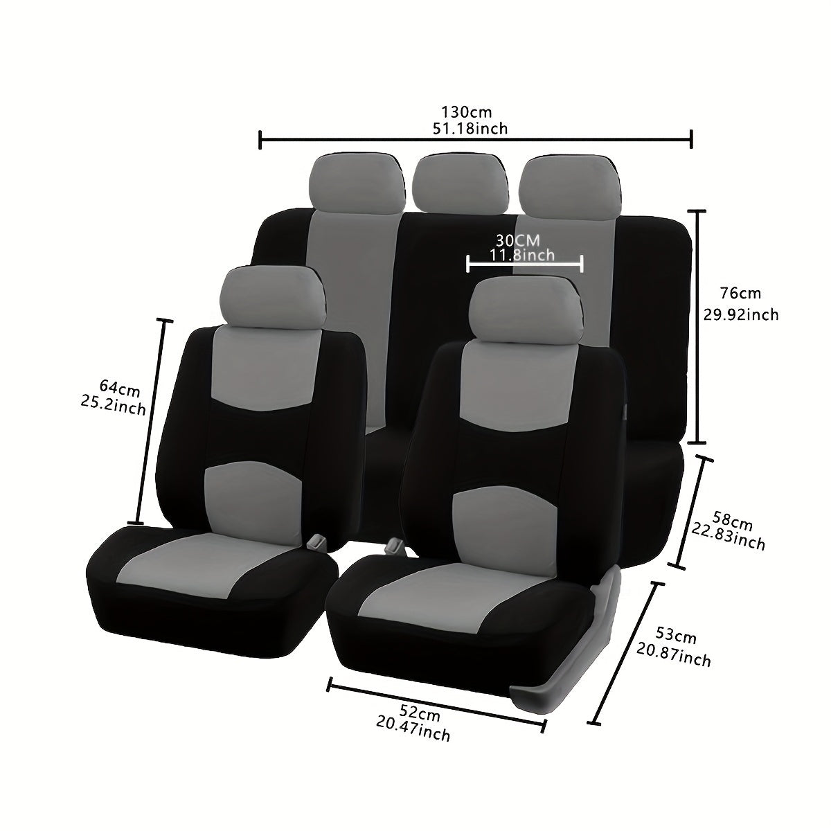Universal 9-chiqishli avtomobil o'rindiq qopqog'i to'plami, barcha mavsumlar uchun polyester himoyasi